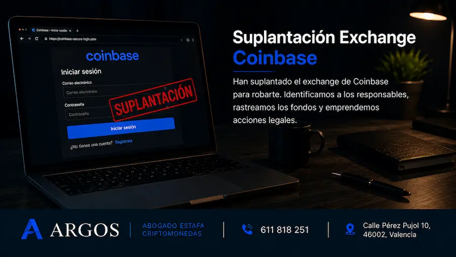 abogado para estafa suplantación coinbase